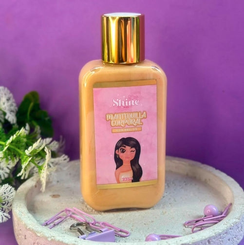 MINI MANTEQUILLA CORPORAL DORADA CON BRILLOS GLOW SHINE