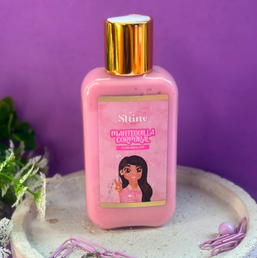 MINI MANTEQUILLA CORPORAL ROSADA CON BRILLOS GLOW SHINE