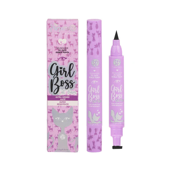 DELINEADOR DE OJOS DOBLE PUNTA GIRL BOSS ULTRA NEGRO MATE PURPURE